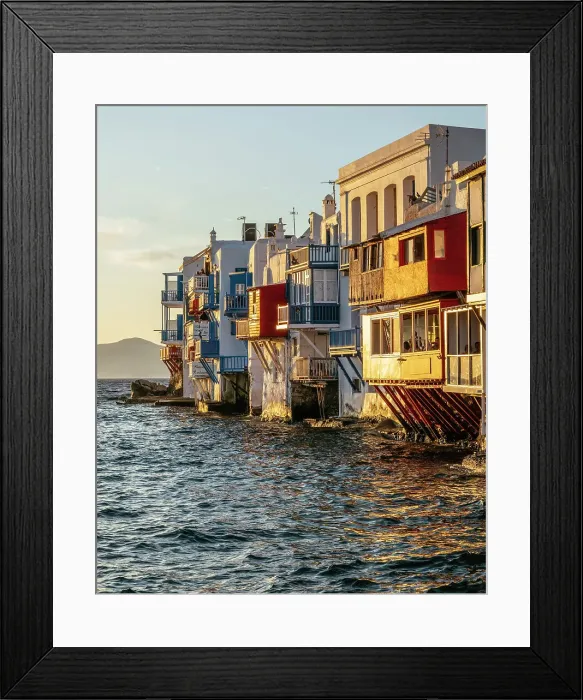 Framed Print : Little Venice at sunset, Chora (Mykonos Town), Mykonos Island, Cyclades, Greece