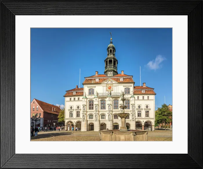 Framed Print : Market square with town hall, Luneburg, Lower Saxony, Germany