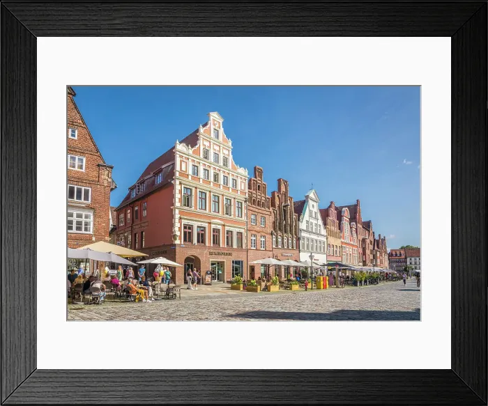 Framed Print : Historic houses at Am Sande square in the old town, Luneburg, Lower Saxony, Germany Framed Print : Historic houses at Am Sande square in the old town, Luneburg, Lower Saxony, Germany