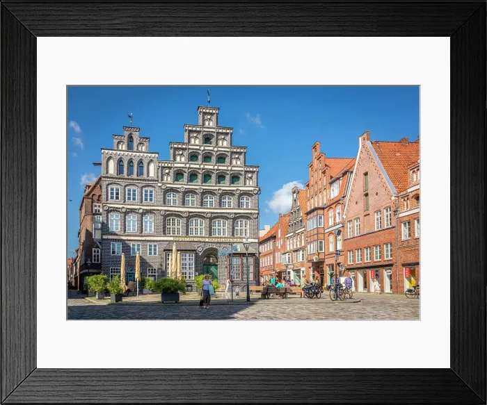 Framed Print : Historic houses at Am Sande square in the old town, Luneburg, Lower Saxony, Germany Framed Print : Historic houses at Am Sande square in the old town, Luneburg, Lower Saxony, Germany