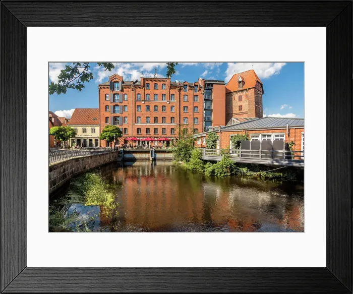 Framed Print : Historic Abbot`s Mill on the Ilmenau, Luneburg, Lower Saxony, Germany