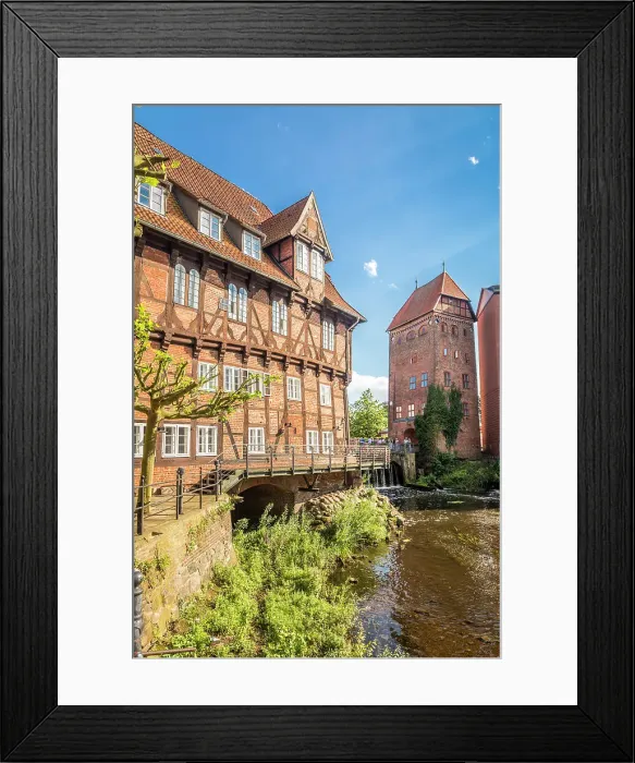 Framed Print : Luner Mill and Abbot`s Mill on the Ilmenau, Luneburg, Lower Saxony, Germany