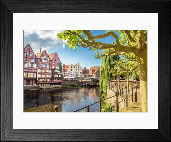 Framed Print : View from the Luner mill to the Stintmarkt on the Ilmenau, Luneburg, Lower Saxony, Germany Framed Print : View from the Luner mill to the Stintmarkt on the Ilmenau, Luneburg, Lower Saxony, Germany