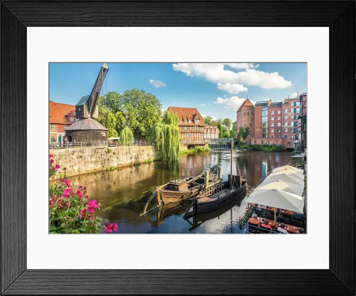 Framed Print : Old crane on the Ilmenau, in the background Luner mill and Abbot`s Mill, Luneburg, Lower Saxony, Germany Framed Print : Old crane on the Ilmenau, in the background Luner mill and Abbot`s Mill, Luneburg, Lower Saxony, Germany