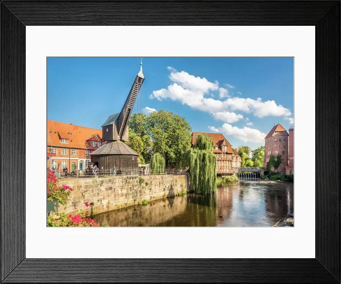 Framed Print : Old crane on the Ilmenau, in the background Luner mill and Abbot`s Mill, Luneburg, Lower Saxony, Germany Framed Print : Old crane on the Ilmenau, in the background Luner mill and Abbot`s Mill, Luneburg, Lower Saxony, Germany
