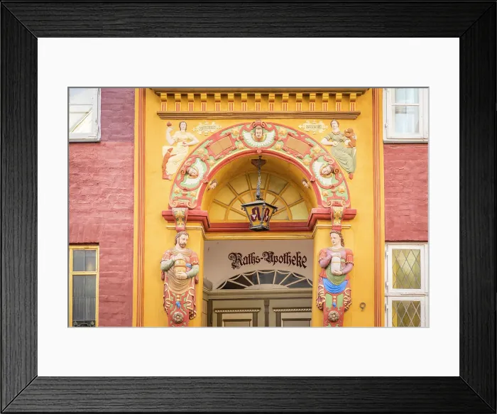 Framed Print : Historic Raths Pharmacy in the old town, Luneburg, Lower Saxony, Germany Framed Print : Historic Raths Pharmacy in the old town, Luneburg, Lower Saxony, Germany