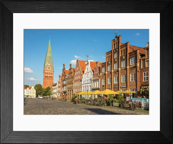 Framed Print : Historic square Am Sande with St. Johannis Church in the old town, Luneburg, Lower Saxony, Germany Framed Print : Historic square Am Sande with St. Johannis Church in the old town, Luneburg, Lower Saxony, Germany
