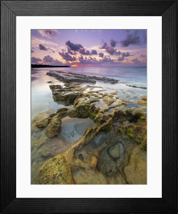 Framed Print : Sunrise on the Caribbean Sea at Spotts Beach on Grand Cayman, Cayman Islands, British West Indies