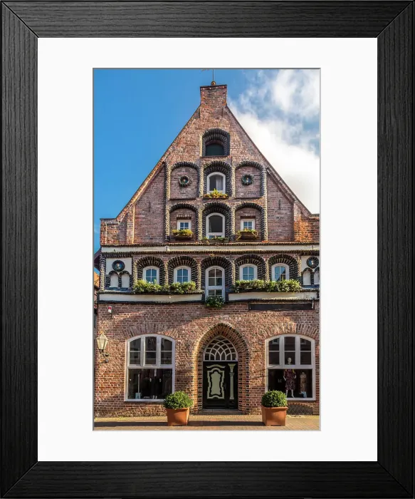 Framed Print : Historic brick house in Heiligengeiststrasse in the old town, Luneburg, Lower Saxony, Germany Framed Print : Historic brick house in Heiligengeiststrasse in the old town, Luneburg, Lower Saxony, Germany