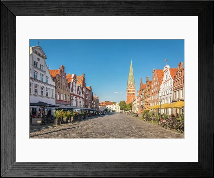 Framed Print : Historic square Am Sande with St. Johannis Church in the old town, Luneburg, Lower Saxony, Germany Framed Print : Historic square Am Sande with St. Johannis Church in the old town, Luneburg, Lower Saxony, Germany