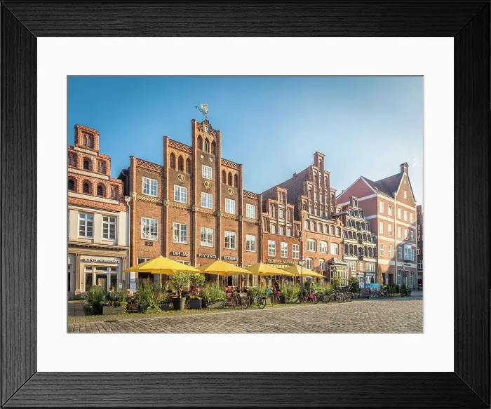 Framed Print : Historic houses at Am Sande square in the old town, Luneburg, Lower Saxony, Germany Framed Print : Historic houses at Am Sande square in the old town, Luneburg, Lower Saxony, Germany