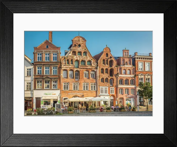 Framed Print : Historic houses at Am Sande square in the old town, Luneburg, Lower Saxony, Germany Framed Print : Historic houses at Am Sande square in the old town, Luneburg, Lower Saxony, Germany