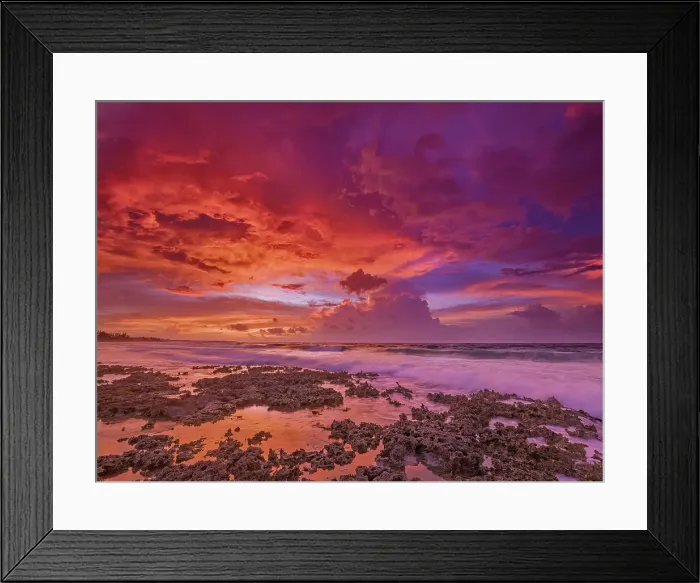 Framed Print : Daybreak on the Caribbean Sea along the rugged ironshore of Grand Cayman in the Cayman Islands, British West Indies Framed Print : Daybreak on the Caribbean Sea along the rugged ironshore of Grand Cayman in the Cayman Islands, British West Indies
