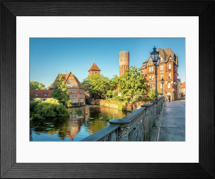 Framed Print : Ratsmill with water tower on the Ilmenau, Luneburg, Lower Saxony, Germany Framed Print : Ratsmill with water tower on the Ilmenau, Luneburg, Lower Saxony, Germany