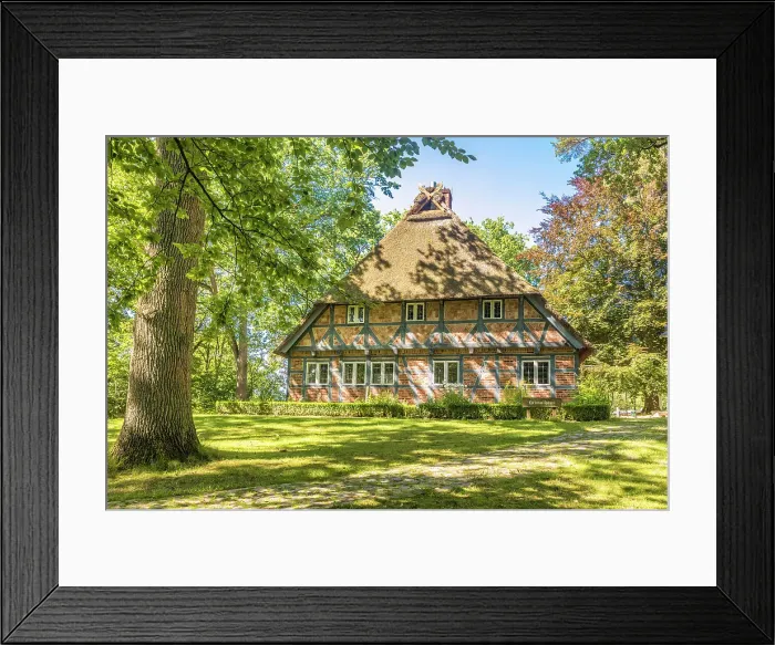 Framed Print : Local history house in a historic half-timbered house in the village of Jesteburg, Luneburg Heath, Lower Saxony, Germany Framed Print : Local history house in a historic half-timbered house in the village of Jesteburg, Luneburg Heath, Lower Saxony, Germany