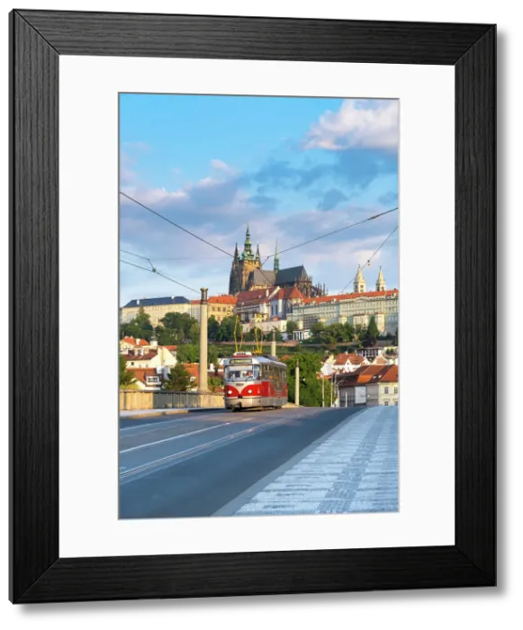Framed Print : Tram, Prague Castle & St. Vitus Cathedral, Prague, Czech Republic