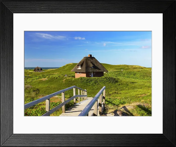Framed Print : Traditional thatched houses in sand dunes, Hornum, Sylt, Schleswig Holstein, Germany Framed Print : Traditional thatched houses in sand dunes, Hornum, Sylt, Schleswig Holstein, Germany