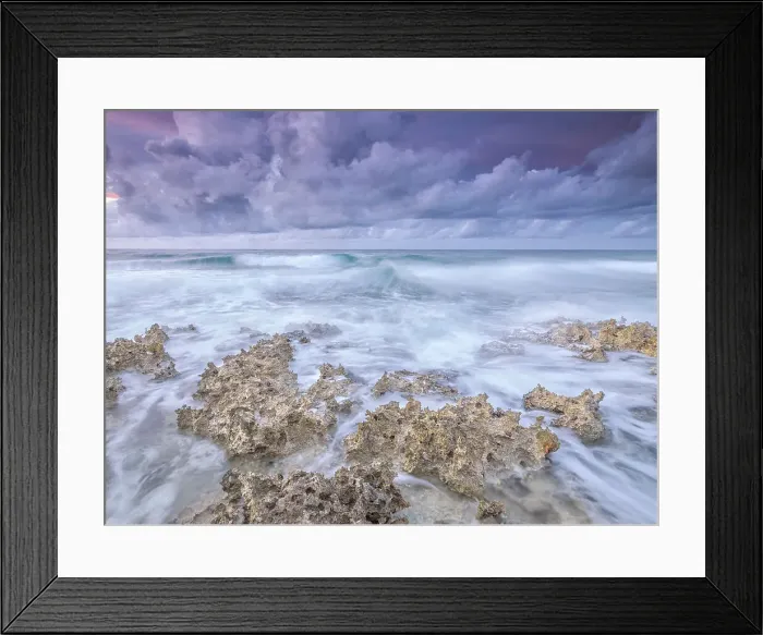 Framed Print : Daybreak on the Caribbean Sea along the rugged ironshore of Grand Cayman in the Cayman Islands, British West Indies Framed Print : Daybreak on the Caribbean Sea along the rugged ironshore of Grand Cayman in the Cayman Islands, British West Indies
