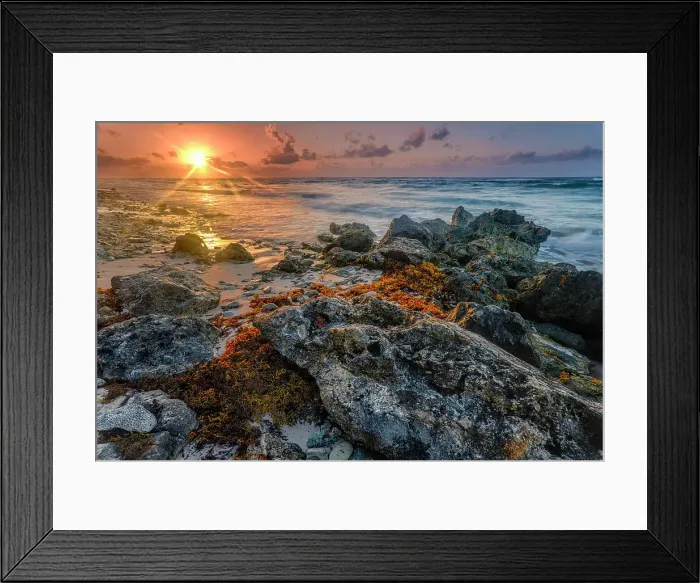 Framed Print : Rocky coast of Cayman Brac at sunrise in the Cayman Islands, British West Indies Framed Print : Rocky coast of Cayman Brac at sunrise in the Cayman Islands, British West Indies