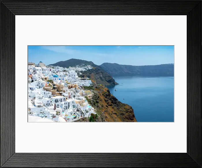 Framed Print : Classic Architecture with Caldera View, Homes built on the Hill around the Caldera Crater with Views over Augean Sea, Santorini, Oia, Greek Islands, Greece Framed Print : Classic Architecture with Caldera View, Homes built on the Hill around the Caldera Crater with Views over Augean Sea, Santorini, Oia, Greek Islands, Greece