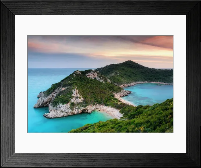 Framed Print : View of the bay from Porto Timoni beach, Corfu Island, Ionian Islands, Ionian Sea, Greece Framed Print : View of the bay from Porto Timoni beach, Corfu Island, Ionian Islands, Ionian Sea, Greece
