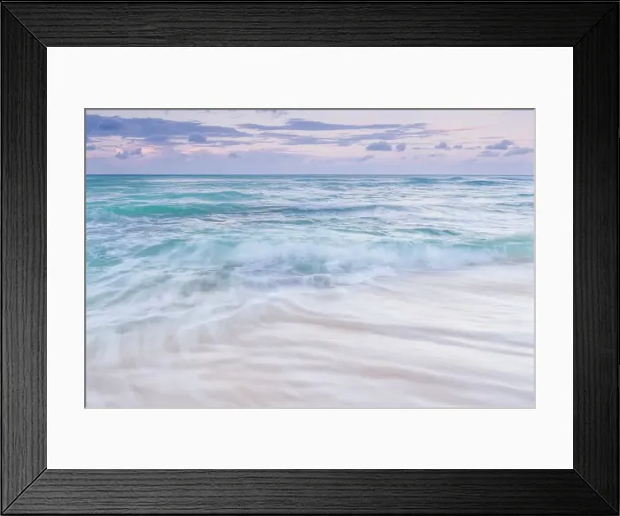 Framed Print : Waves at daybreak on the Caribbean Sea at Consuelos Beach, Grand Cayman, British West Indies