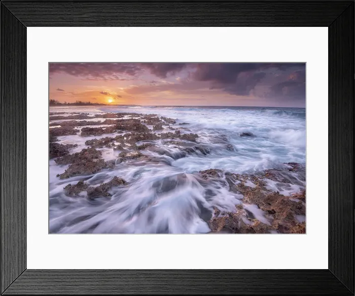 Framed Print : Daybreak on the Caribbean Sea along the rugged ironshore of Grand Cayman in the Cayman Islands, British West Indies Framed Print : Daybreak on the Caribbean Sea along the rugged ironshore of Grand Cayman in the Cayman Islands, British West Indies