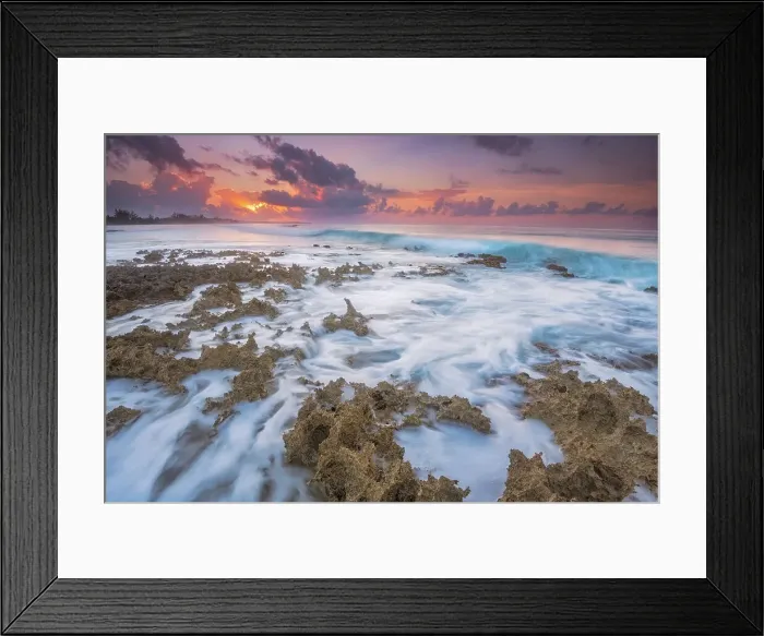Framed Print : Daybreak on the Caribbean Sea along the rugged ironshore of Grand Cayman in the Cayman Islands, British West Indies Framed Print : Daybreak on the Caribbean Sea along the rugged ironshore of Grand Cayman in the Cayman Islands, British West Indies