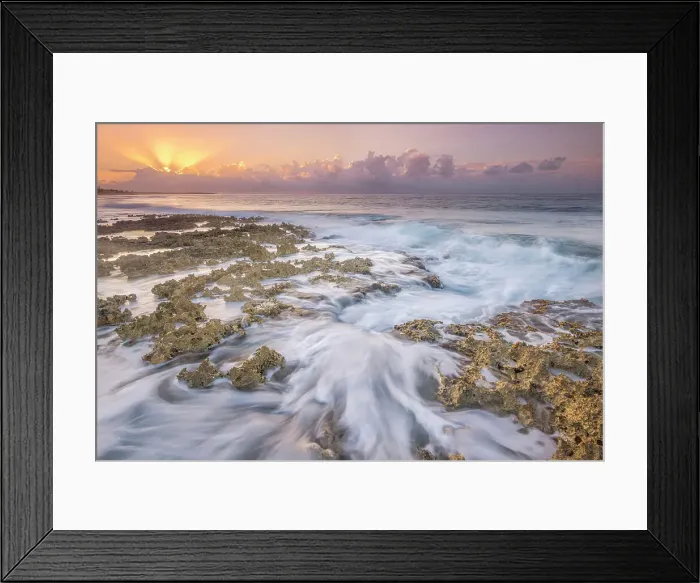 Framed Print : Daybreak on the Caribbean Sea along the rugged ironshore of Grand Cayman in the Cayman Islands, British West Indies Framed Print : Daybreak on the Caribbean Sea along the rugged ironshore of Grand Cayman in the Cayman Islands, British West Indies