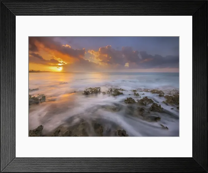 Framed Print : Daybreak on the Caribbean Sea along the rugged ironshore of Grand Cayman in the Cayman Islands, British West Indies Framed Print : Daybreak on the Caribbean Sea along the rugged ironshore of Grand Cayman in the Cayman Islands, British West Indies