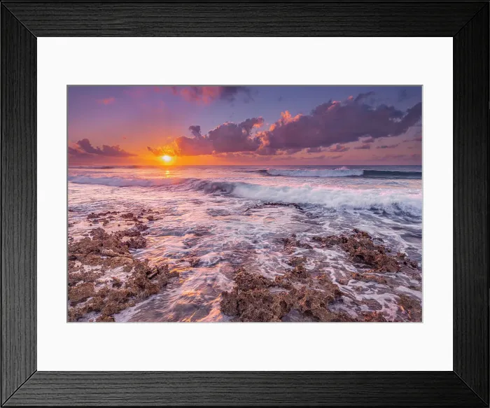 Framed Print : Daybreak on the Caribbean Sea along the rugged ironshore of Grand Cayman in the Cayman Islands, British West Indies Framed Print : Daybreak on the Caribbean Sea along the rugged ironshore of Grand Cayman in the Cayman Islands, British West Indies