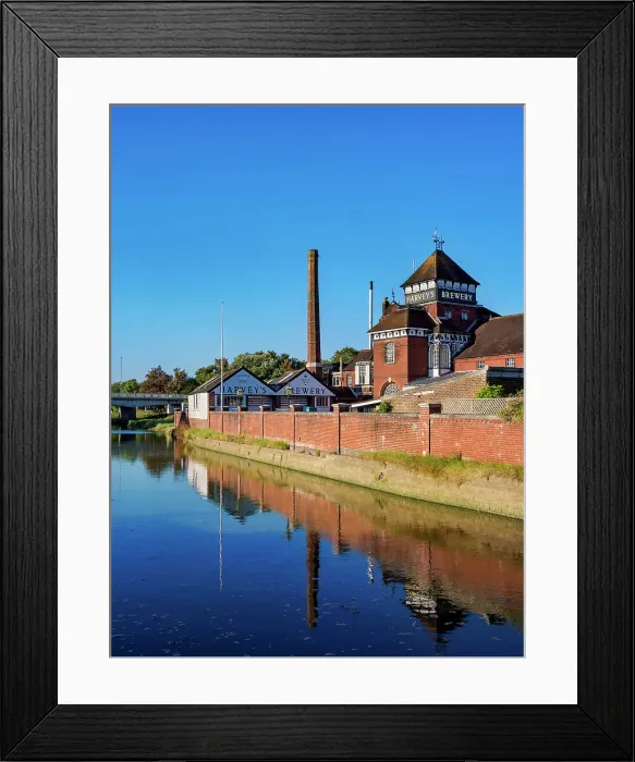 Framed Print : Harvey's Brewery and River Ouse, Lewes, East Sussex, England, United Kingdom