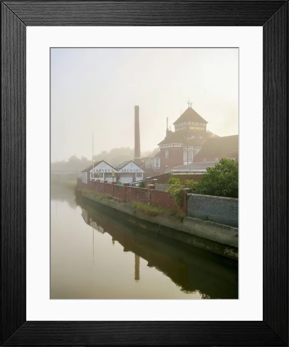Framed Print : Harvey's Brewery and River Ouse at foggy morning, Lewes, East Sussex, England, United Kingdom Framed Print : Harvey's Brewery and River Ouse at foggy morning, Lewes, East Sussex, England, United Kingdom
