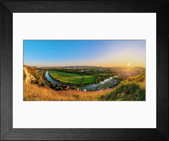 Framed Print : River Ouse and Lewes at sunset, East Sussex, England, United Kingdom Framed Print : River Ouse and Lewes at sunset, East Sussex, England, United Kingdom