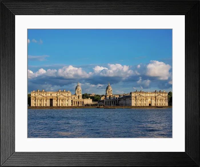 Framed Print : View over River Thames towards The Old Royal Naval College and Greenwich Park at sunset, London, England, United Kingdom Framed Print : View over River Thames towards The Old Royal Naval College and Greenwich Park at sunset, London, England, United Kingdom