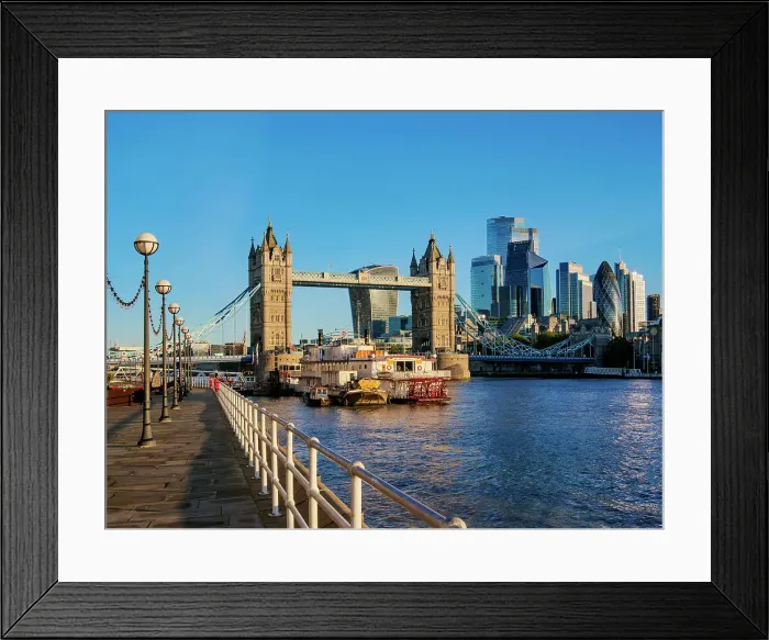 Framed Print : View towards Tower Bridge at sunrise, London, England, United Kingdom Framed Print : View towards Tower Bridge at sunrise, London, England, United Kingdom
