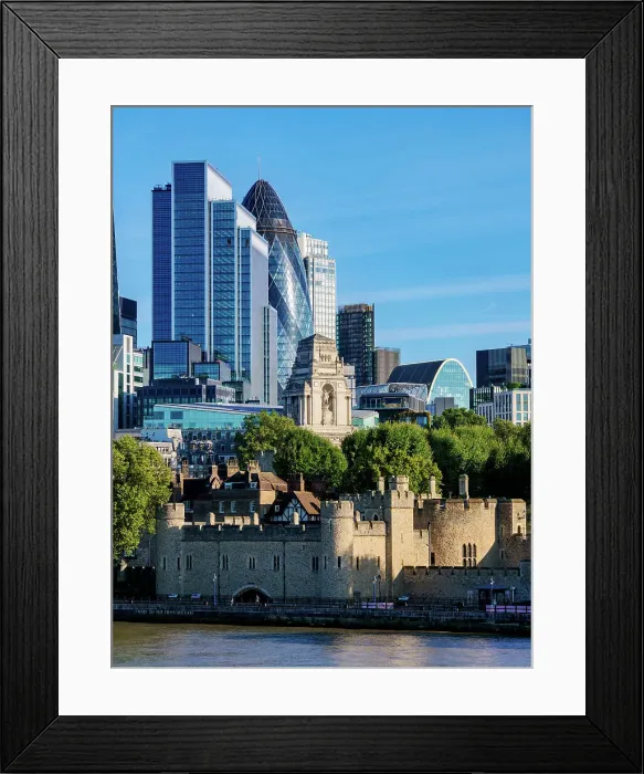 Framed Print : Tower of London and The City, London, England, United Kingdom