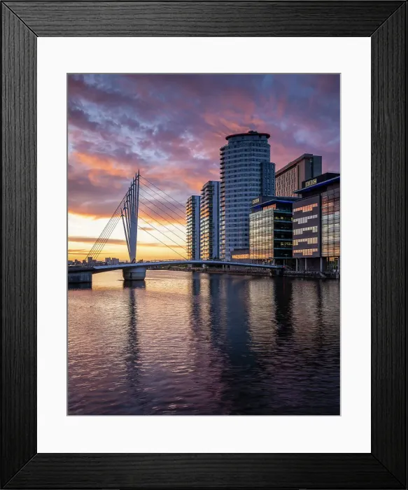 Framed Print : Media City at twilight, Salford Quays, Manchester, Lancashire, England, United Kingdom, Europe Framed Print : Media City at twilight, Salford Quays, Manchester, Lancashire, England, United Kingdom, Europe