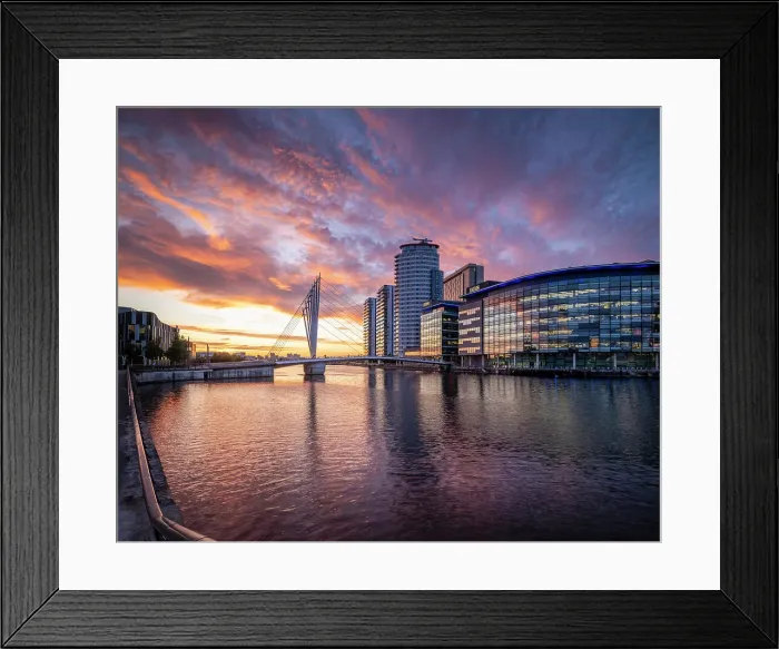 Framed Print : Media City at twilight, Salford Quays, Manchester, Lancashire, England, United Kingdom, Europe Framed Print : Media City at twilight, Salford Quays, Manchester, Lancashire, England, United Kingdom, Europe