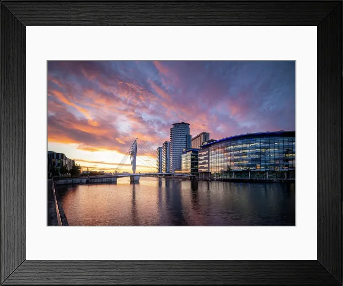 Framed Print : Media City at twilight, Salford Quays, Manchester, Lancashire, England, United Kingdom, Europe Framed Print : Media City at twilight, Salford Quays, Manchester, Lancashire, England, United Kingdom, Europe