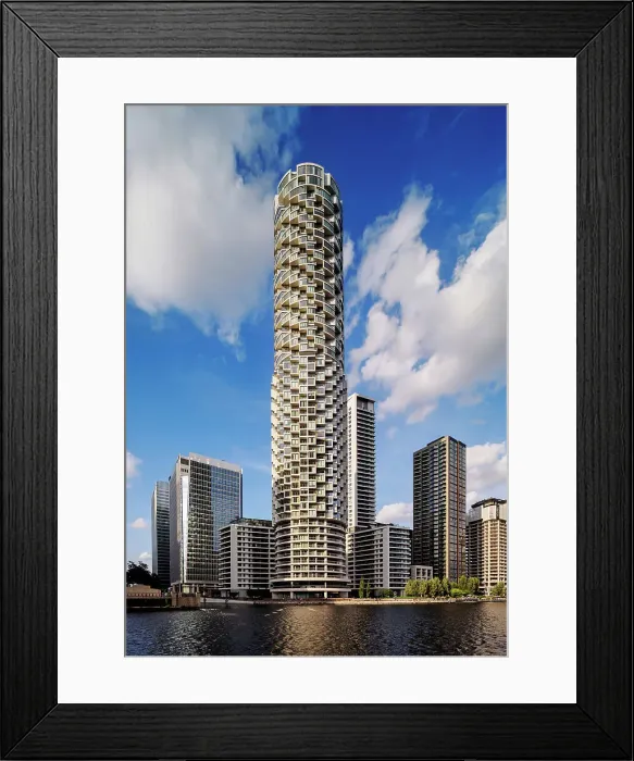 Framed Print : One Park Drive Building, South Dock, Canary Wharf, London, England, United Kingdom