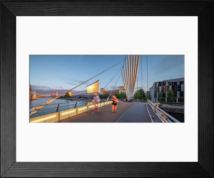 Framed Print : Media City Footbridge and Imperial War Museum North, Salford Quays, Manchester, Lancashire, England, United Kingdom, Europe Framed Print : Media City Footbridge and Imperial War Museum North, Salford Quays, Manchester, Lancashire, England, United Kingdom, Europe