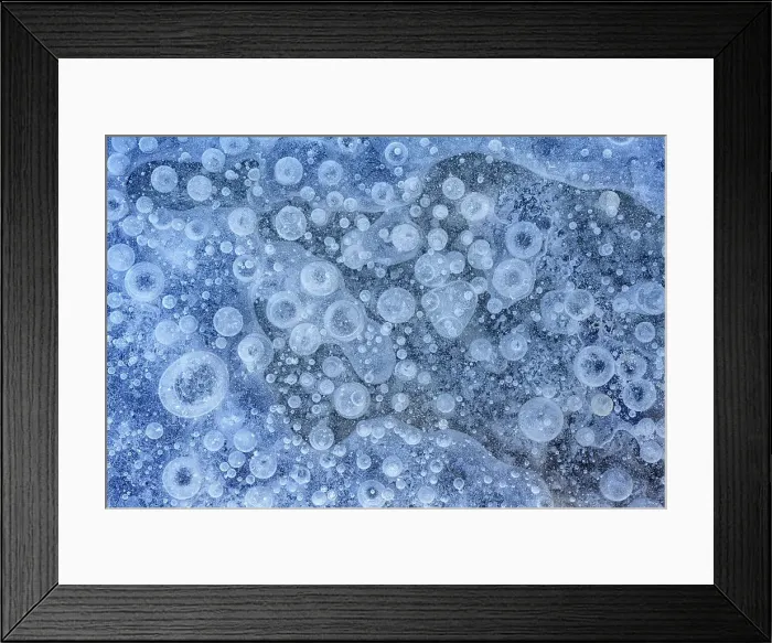 Framed Print : Bubbles trapped in frozen surface of pond, Thornton, Ontario, Canada Framed Print : Bubbles trapped in frozen surface of pond, Thornton, Ontario, Canada