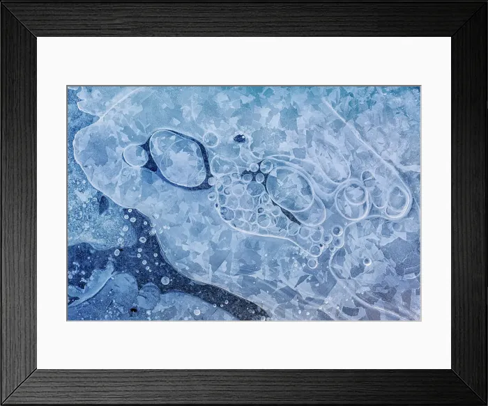 Framed Print : Bubbles trapped in frozen surface of pond, Thornton, Ontario, Canada Framed Print : Bubbles trapped in frozen surface of pond, Thornton, Ontario, Canada