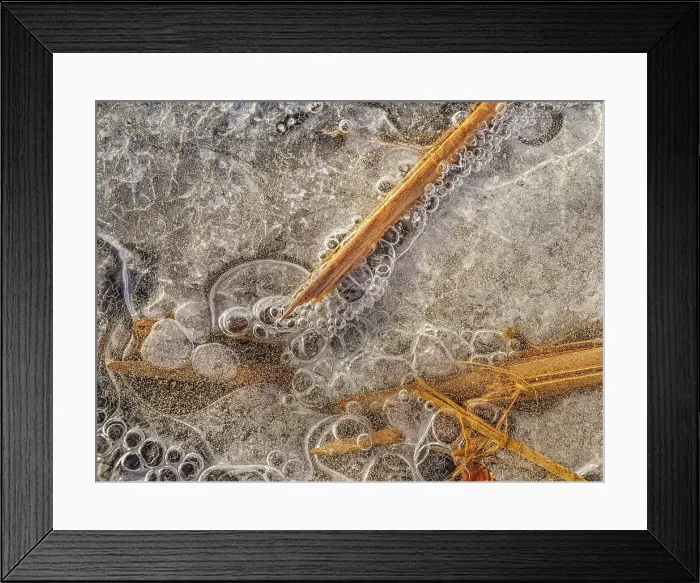 Framed Print : Abstract patterns in ice on frozen pond surface, Thornton, Ontario, Canada Framed Print : Abstract patterns in ice on frozen pond surface, Thornton, Ontario, Canada