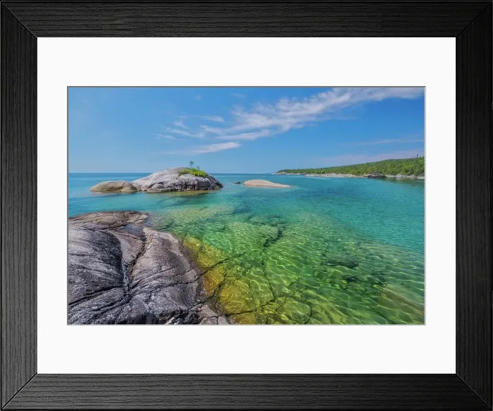 Framed Print : Small rock island in Lake Superior at McCoy's Harbour on Lake Superior, Ontario, Canada Framed Print : Small rock island in Lake Superior at McCoy's Harbour on Lake Superior, Ontario, Canada