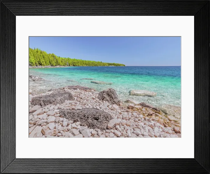 Framed Print : Cobblestone Beach at Little Cove on Georgian Bay on the Bruce Peninsula, Ontario, Canada Framed Print : Cobblestone Beach at Little Cove on Georgian Bay on the Bruce Peninsula, Ontario, Canada