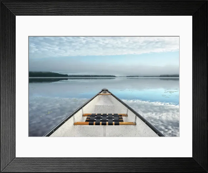 Framed Print : Canoe on Lake Travers, Algonquin Provincial Park, Ontario, Canada