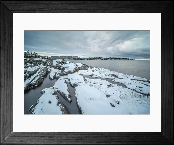 Framed Print : Early season snowfall on Lake Superior at Hattie Cove, Ontario, Canada Framed Print : Early season snowfall on Lake Superior at Hattie Cove, Ontario, Canada