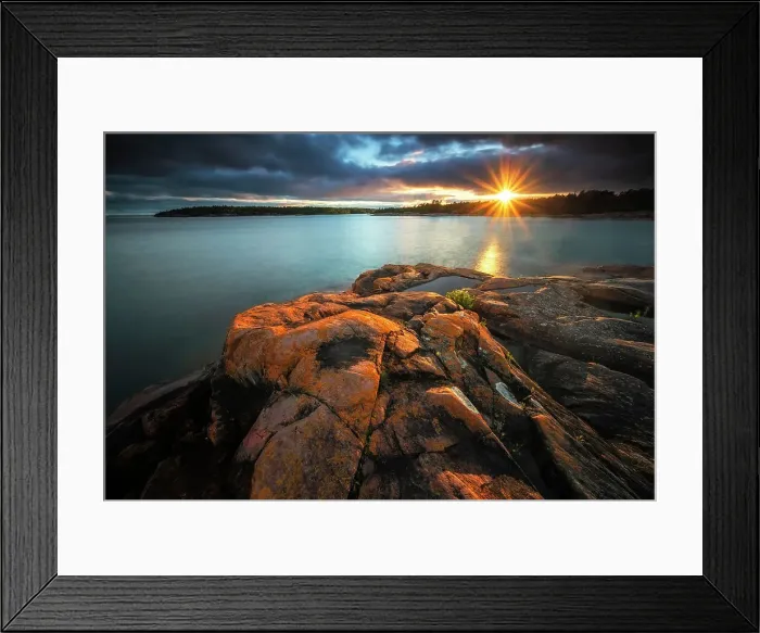 Framed Print : Sunset over Georgian bay, Killarney, Ontario, Canada
